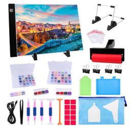 A4 LED Light Pad for Diamond Art, USB Powered Light Board Kit Adjustable Brightness Tracing Light Box with Diamond Painting Accessories & Tools, Inclu