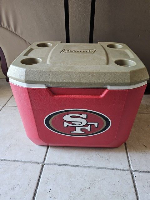coleman San Francisco 49ers 60 quart wheeled cooler