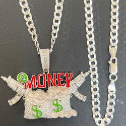 New Buzz 💰925 sterling Silver Money Pendant Necklace 