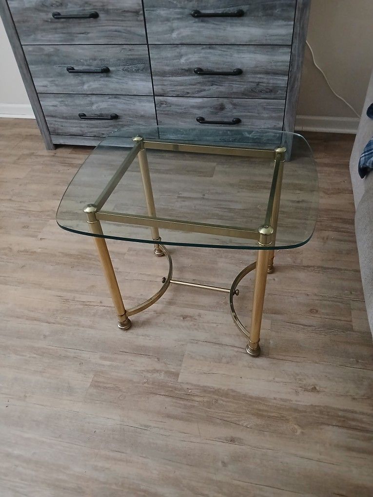 Elegant Glass & Brass Side Table