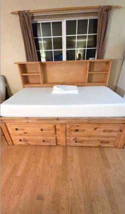 Pine wood twin bed and matress