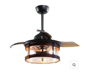 36" Caselli Industrial Downrod Mount Ceiling Fan with Lighting and Remote Control