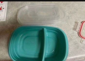 3- Rubbermaid 2 section Food Prep Plastic containers- BRAND NEW