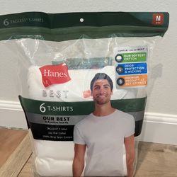 Hanes White T-Shirts, Medium Size 6 Pack