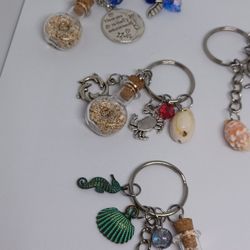 Hawaii Keychains Handmade By Me, Choose One Or All, Sand, Dolphin, Mermaid, Turrle, Charm, 