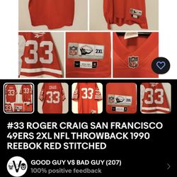 Roger Craig Reebok throwback 1990 2X