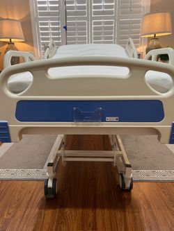 Electric Hospital Bed with Side Rails and Mattress