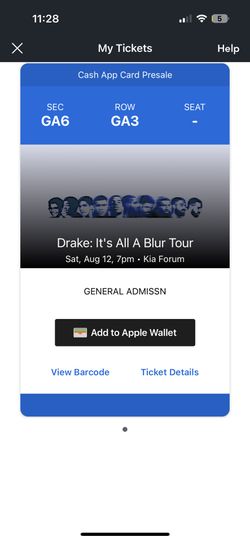 Drake Floor Seat Ticket 
