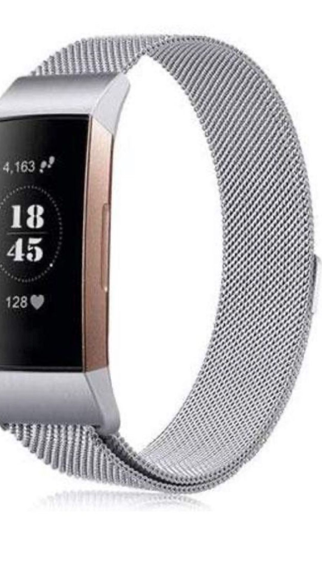 Fitbit charge 2 w stainless steel band & white rubber band