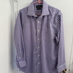 Lauren Ralph Lauren Size 16 1/2 Slim Fit Non-Iron Purple And White Checkered Men’s Shirt New Without Tags