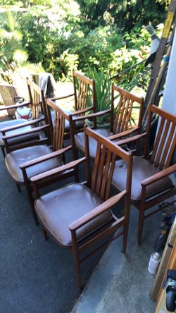 Mid century dining chair matching solid wood 6 lot