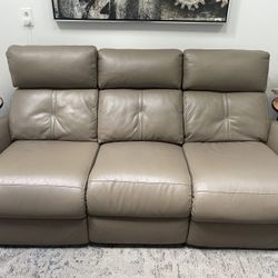 Leather Recliner Sofa With Adjustable Headrest 