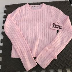 Sweet Envy Pink Cable Knit Crewneck Sweater $5