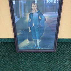 Blue Boy Picture In Antique Frame