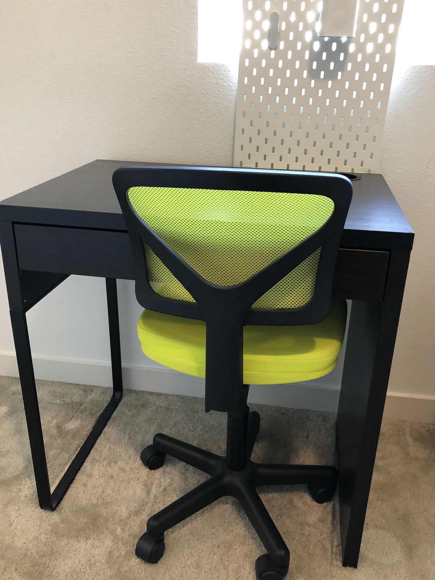 Black Single Drawer Micke IKEA Desk With Chair And Desk