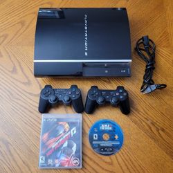 Sony PlayStation 3 CECHK01 80GB PS3 Fat - 2 Games + 2 Controllers - FW 4.81