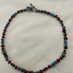 Turquoise Necklace Chocker Several Different Stones Fashionable Jewelry