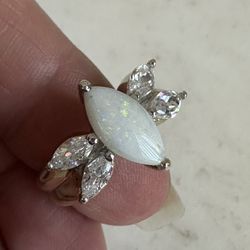 925 Designer Gold Wash Genuine Opal Ring - Size 7 