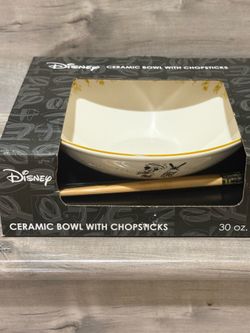 Mickey ceramic bowl with chopsticks