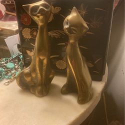 2 Solid Brass Cats