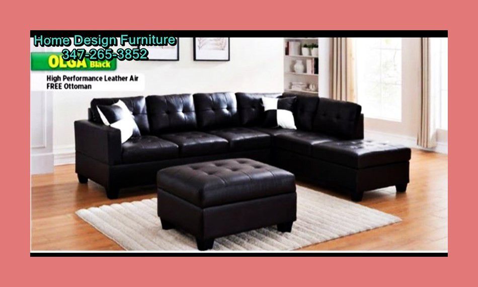 leather sectional with Ottoman