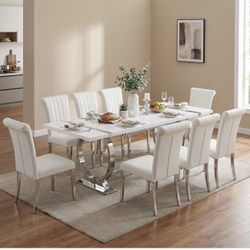 White and Silver Dining Table (small dent)