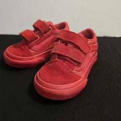 Vans Kids Old Skool V Checkerboard Red Skate Shoes - Size US 4.0