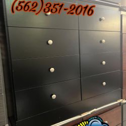 Black Eight Drawer Dresser With Rails New Comoda 
