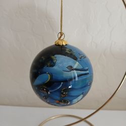 Robert Thomas Hand Blown & Painted Glass Ornment Dolphin Adventure 