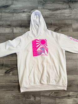 Fresh Laundry Japan Tokyo Wave Graphic Hoodie White Pink Blue XL Unisex