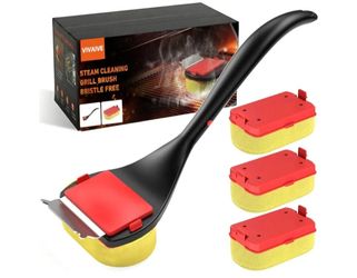 Bristle Free Grill Brush with Scraper, 4 Cleaning Head BBQ Grill Cleaning Brush,