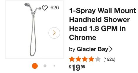 Glacier Bay 1-Spray Wall Mount Handheld Shower Head 1.8 GPM in Chrome