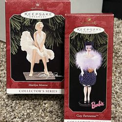 Marilyn Monroe & Barbie Ornaments 