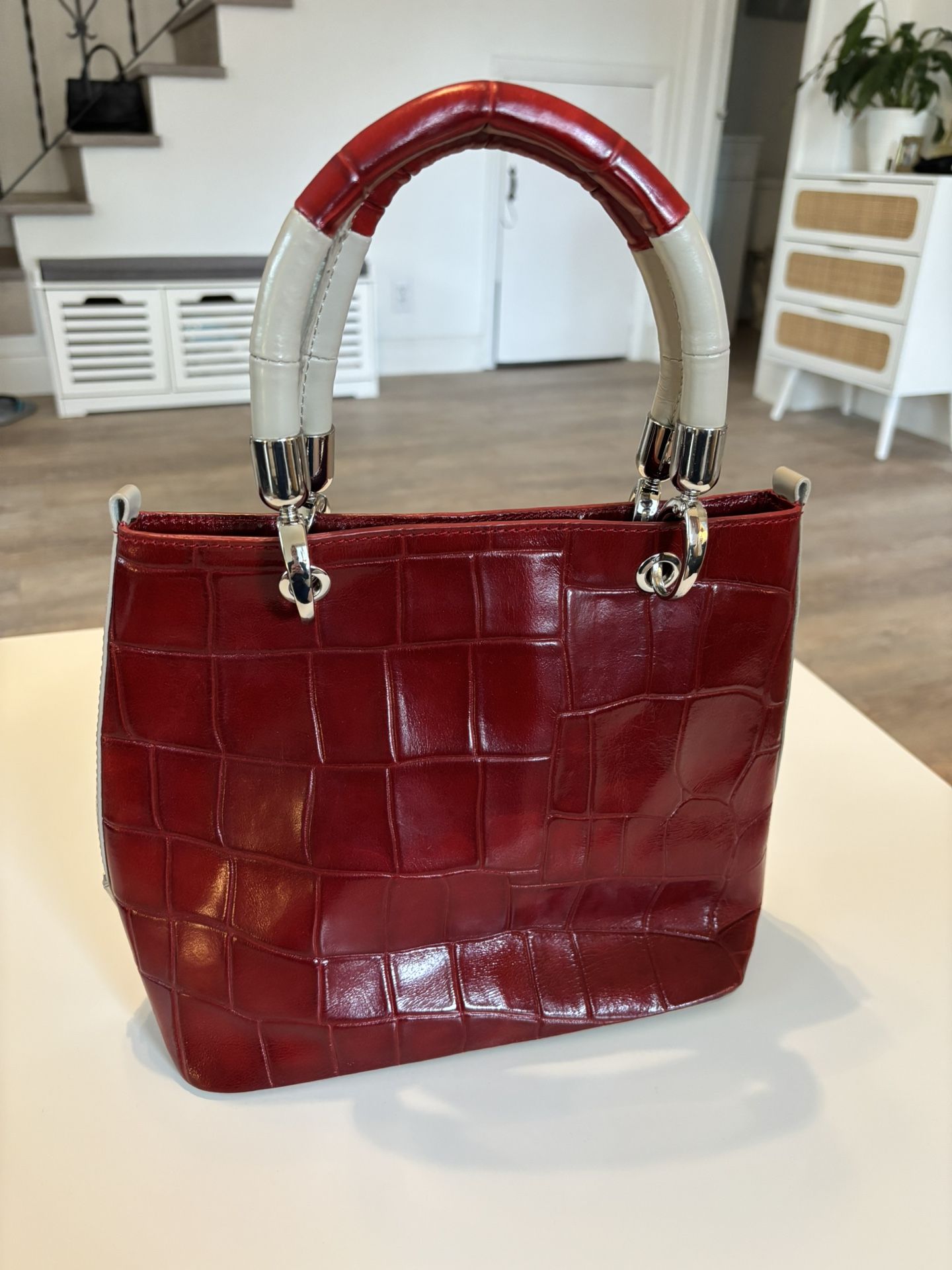 NEW Lamarthe Paris Leather Red Tote Bag