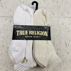 NWT True Religion Men's half cushioned quarter Socks 12 Pack