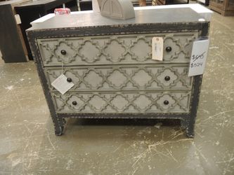 3 Drawer Chest - Two-Tone Antique Grey-Green With Distressed Black Frame | Dresser | Tallboy
