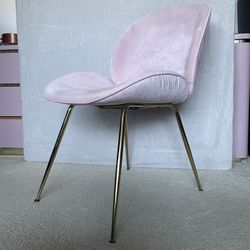 Glam Blush Pink Velvet Accent Chair with Polished Gold Legs