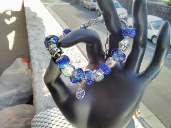 Crystal bead charm bracelet
