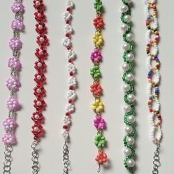 6 Handmade Beaded Bracelets 