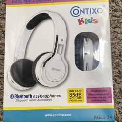Contixo Kid Safe 85dB On Ear Foldable Wireless Bluetooth Headphone White