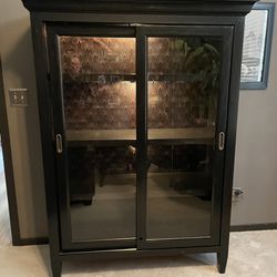 Cabinet  with adjustable shelves glass doors wood with black Art Deco OBO 