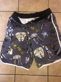 Star Wars Mens Swim Trunk Size Large Gray Classic Characters Board Shorts