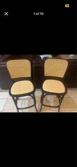 pair of mid-century modernist style bentwood counter stools
