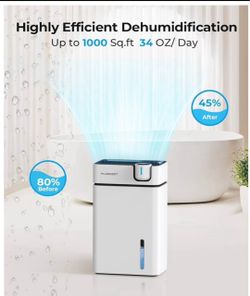 ) Dehumidifier, PLUSCENT Dehumidifiers for Home with Drain Hose, 1000 sq.ft Dehumidifier for Basement Bathroom Bedroom and Closet, with 88 OZ Water Ta