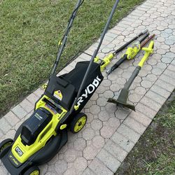Ryobi Lawn Tools - Everything you need - Lawn Mower, Pole Hedge Trimmer, String Trimmer/Edger