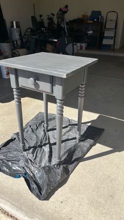 Gray Painted Wood Side Table with Drawer
