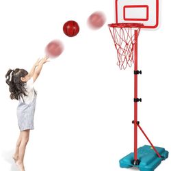 Kids Basketball Hoop Stand Adjustable Height 2.9 ft -6.2 ft Indoor Basketball Hoop Outdoor Toys Outside Backyard Games Mini Hoop Basketball Goal Gifts