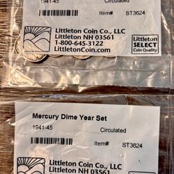 Mercury Dime Sets 1941 through 1945 $25 each