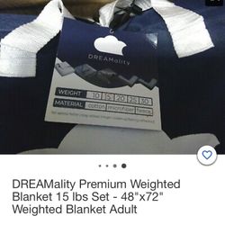 DREAMality Premium Weighted Blanket 15 lbs Set - 48"x72" Weighted Blanket Adult