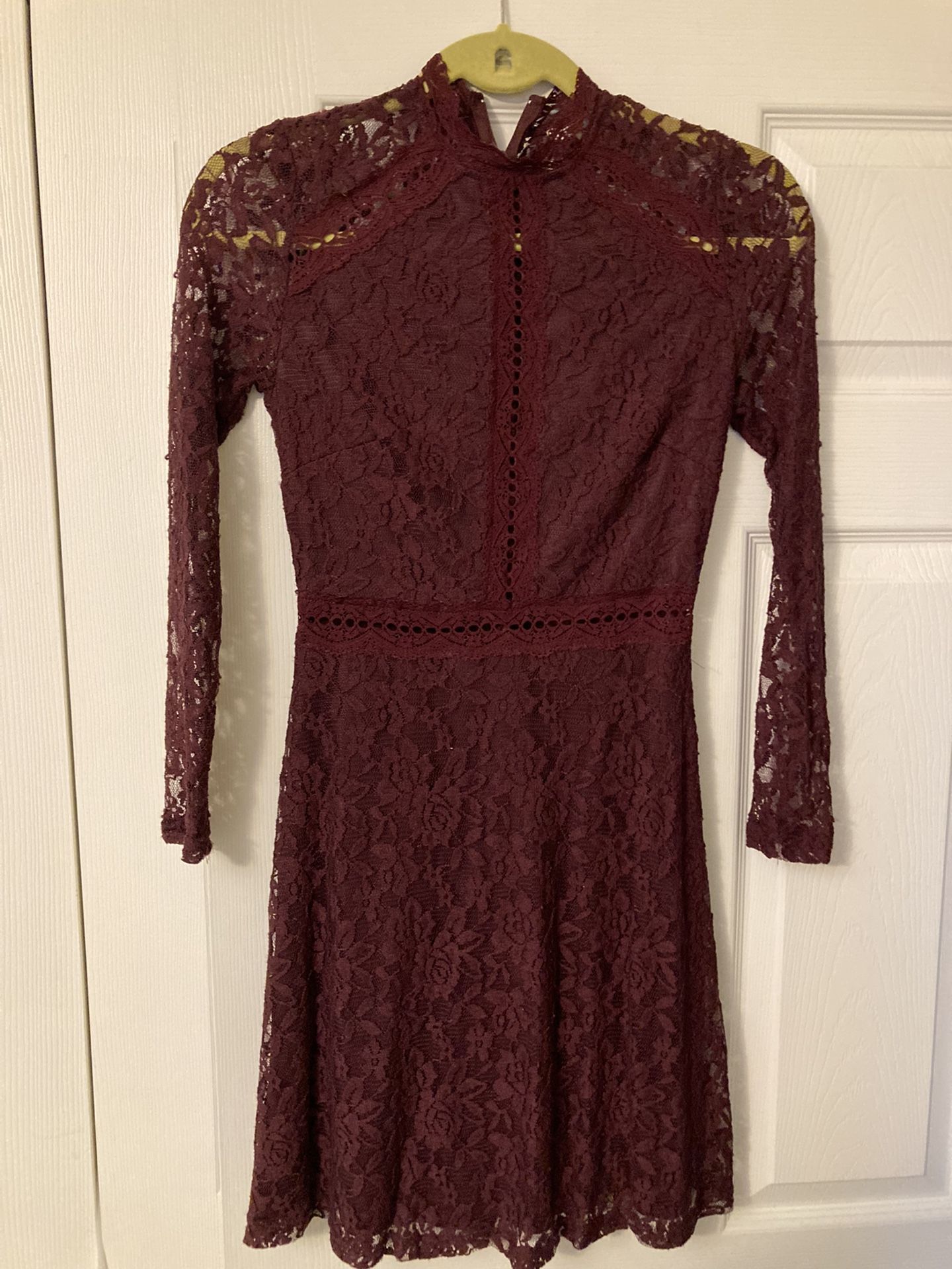 Charlotte Russe Burgundy Lace Dress, Size S -